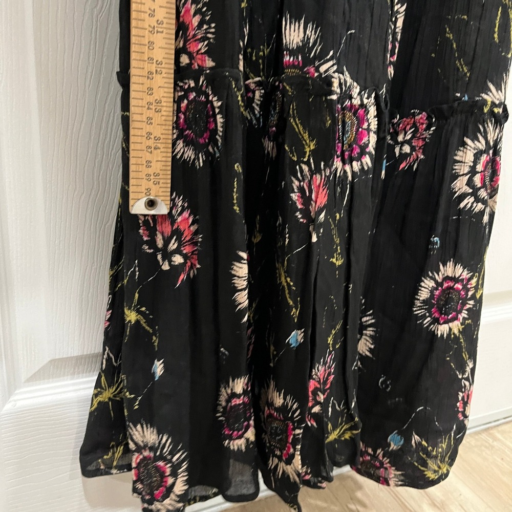 Free People Intimately Maxi Dress Smocked Floral Print Black Bohemian Sleeveless - Picture 6 of 7